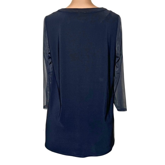 Anne Klein Black Top - Sheer Sleeves - Size Medium NWT - Picture 4 of 9